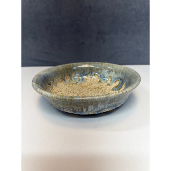 Handmade Pottery Bowl Blue Glazed 8” Diameter  2” Tall - Picture 6 of 7